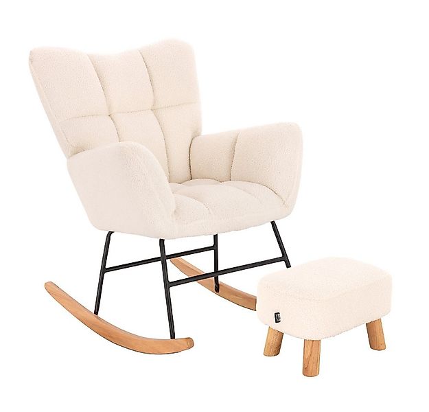 HOME DELUXE Schaukelstuhl NARA inkl. Hocker - Bouclé 68 x 95 x 88 cm, Boucl günstig online kaufen