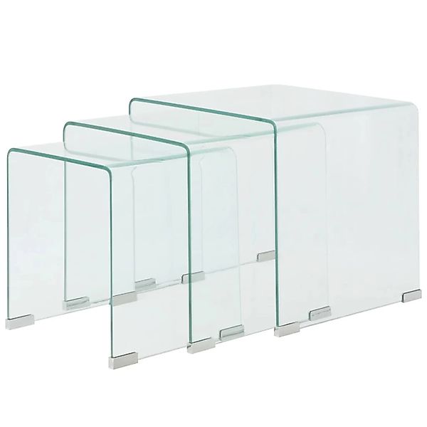 vidaXL Dreiteiliges Satztisch-Set aus Gehärtetem Glas Transparent 244190 günstig online kaufen