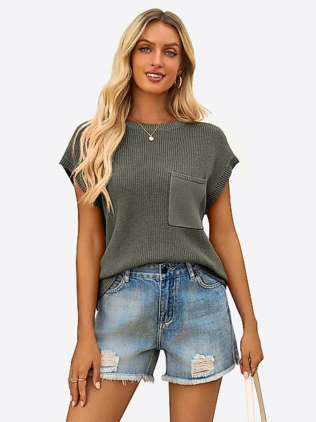 Imily Bela Kurzarmpullover Damen Trendige Pullover Tops aus Rippstrick (Pac günstig online kaufen