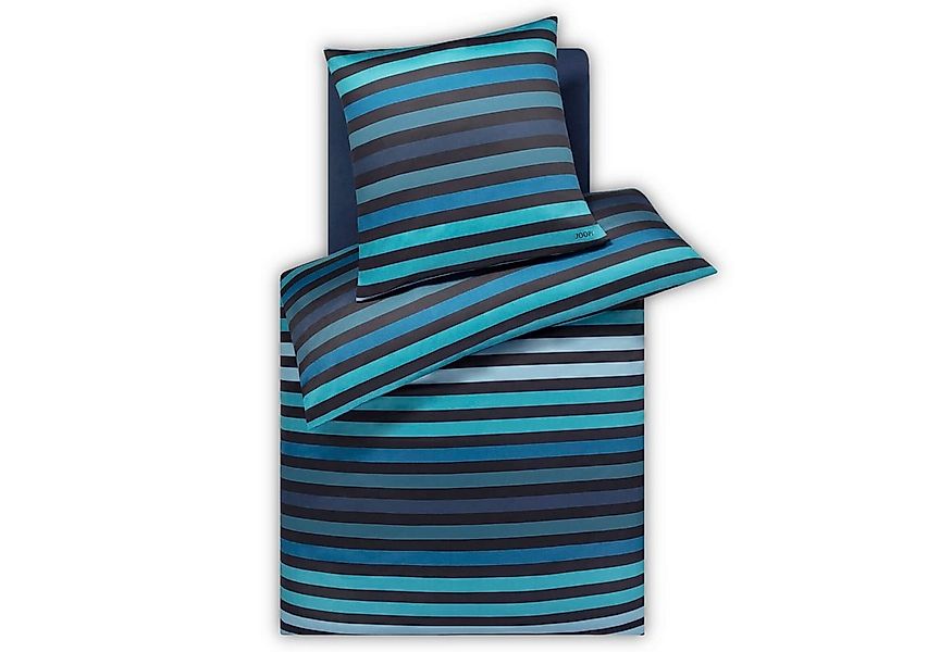 JOOP! Bettwäsche Tone 4103 2 Ocean, Mako-Satin, 2 teilig, Gestreift, Logo günstig online kaufen