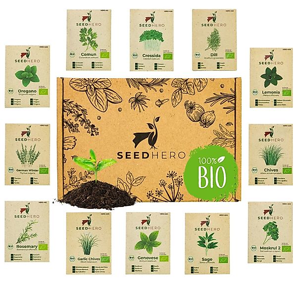 Seedhero BIO Kräutersamen Set Mit 12 Sorten günstig online kaufen