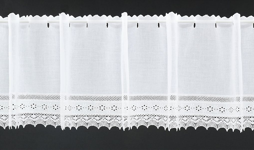 Gardinen Kranzusch Scheibengardine Batist Häkelspitze (1 St), Stangendurchz günstig online kaufen