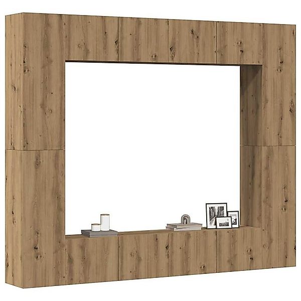 vidaXL Schrankmodule 8-tlg. TV-Schrank-Set Wandmontage Artisan-Eiche Holzwe günstig online kaufen