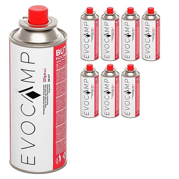 Evocamp Butan 8 Stück Gaskartusche 227g für Campingkocher Gasheizung und Un günstig online kaufen