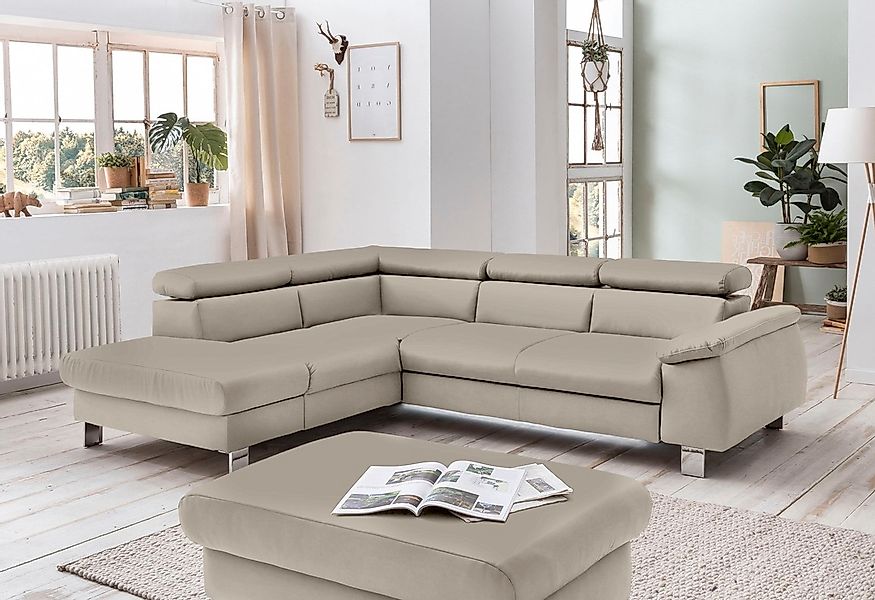 COTTA Ecksofa "Komaris L-Form, B: 249 cm" mit Kopfteilverstellung, optional günstig online kaufen