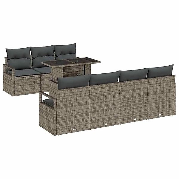 vidaXL Gartensofa-set mit Speicher mit Kissen 8-Tlg Grau Poly-Rattan 334876 günstig online kaufen