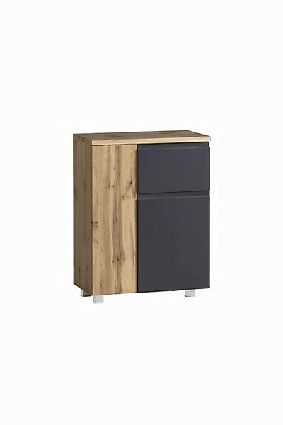 freiraum Unterschrank Paris in grau/Wotaneiche, MDF - 65x79x35cm (BxHxT) günstig online kaufen