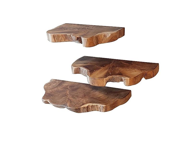 Feeling4Home Wandregal 3er-Set Wandregal Kamelia - Teakholz massiv Natur, m günstig online kaufen