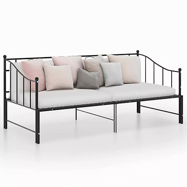 vidaXL Gästebett Ausziehsofa Bettgestell Schwarz Metall 90x200 cm Einzelbet günstig online kaufen