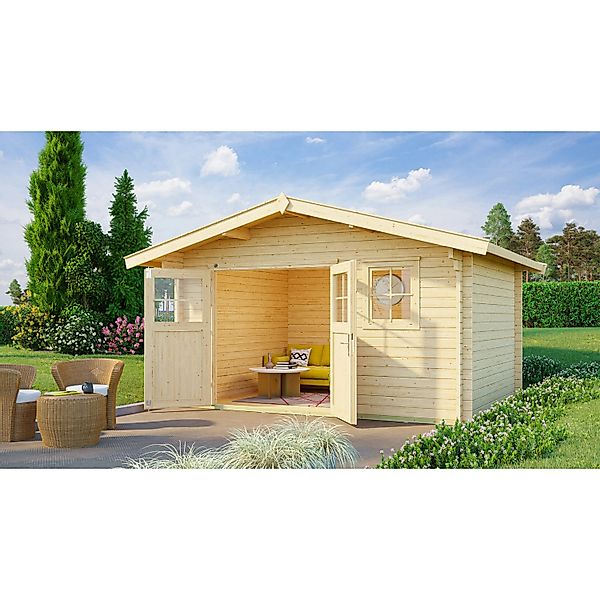 Weka Holz-Gartenhaus Verona Satteldach Unbehandelt 380 cm x 450 cm günstig online kaufen
