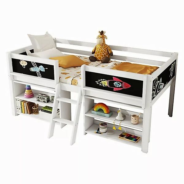 OKWISH Kinderbett Halbhohes Bett, mit stabiler Leiter (Hochwertiges halbhoh günstig online kaufen