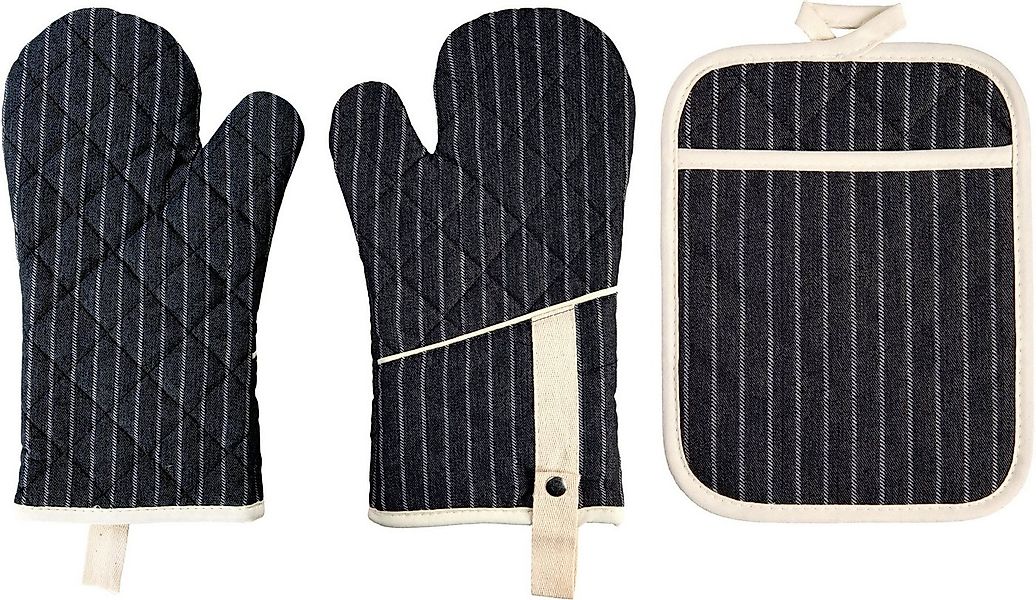 stuco Topfhandschuhe gestreift, (Set, 3-tlg., bestehend aus 2x Ofenhandschu günstig online kaufen