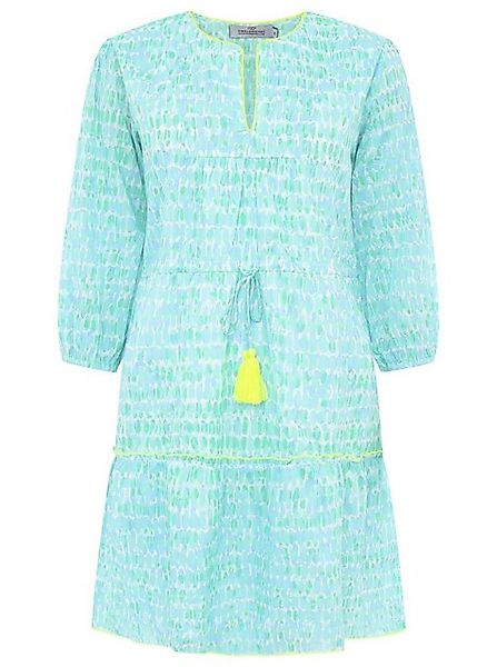 Zwillingsherz Sommerkleid mit Fischtupfen-Grün und Neongrün Details, luftig günstig online kaufen