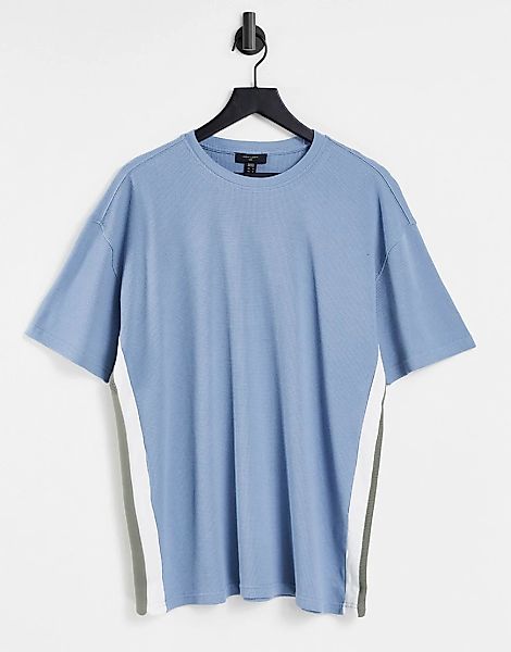 New Look – T-Shirt mit Waffelstruktur in Blau, Kombiteil günstig online kaufen