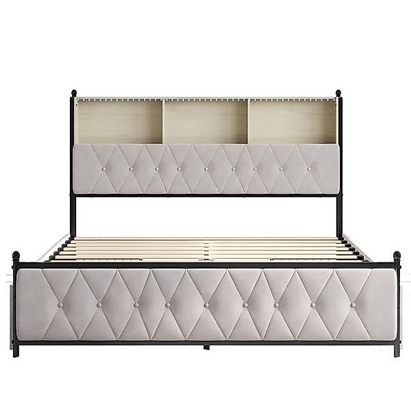 Furnishings Home Jugendbett Doppelbett Polsterbett Stauraumbett inkl. LED + günstig online kaufen