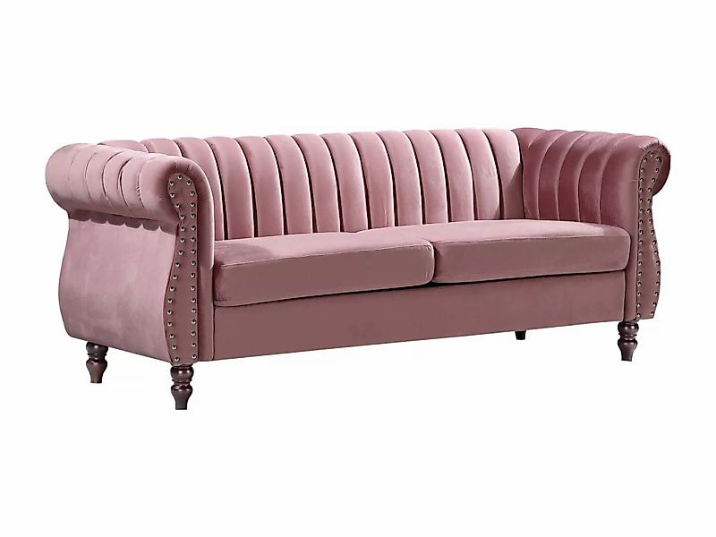 Chesterfield-Sofa - 3-Sitzer - Samt - Altrosa - TRUMBO günstig online kaufen