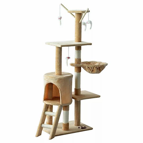 PawHut Katzenkratzbaum beige Spanplatte B/H/L: ca. 35x131x50 cm günstig online kaufen