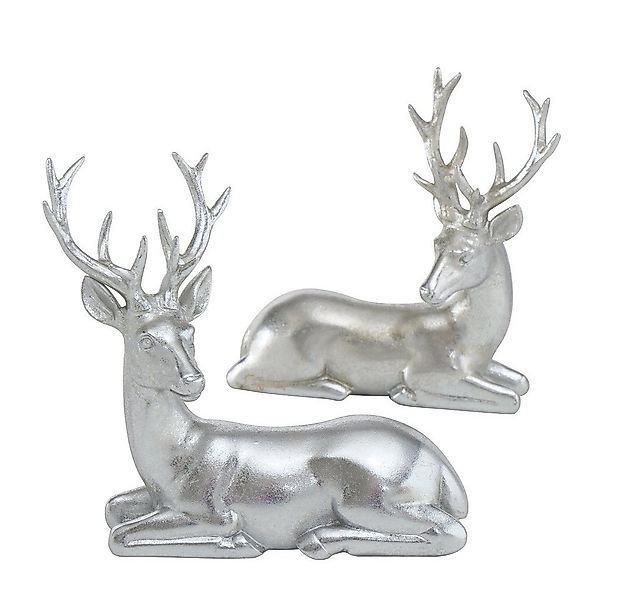 BOLTZE GRUPPE GmbH Weihnachtsfigur Hirsch liegend mit Geweih silber H 15 cm günstig online kaufen