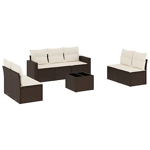vidaXL 8-Tlg Garten-Sofagarnitur mit Kissen Braun Poly Rattan 3251180 günstig online kaufen