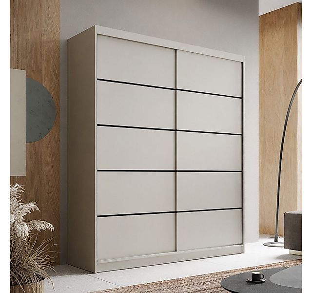 MOEBLO Schiebetürenschrank SIENNA 180 (6 Fächer & Kleiderstange, platzspare günstig online kaufen