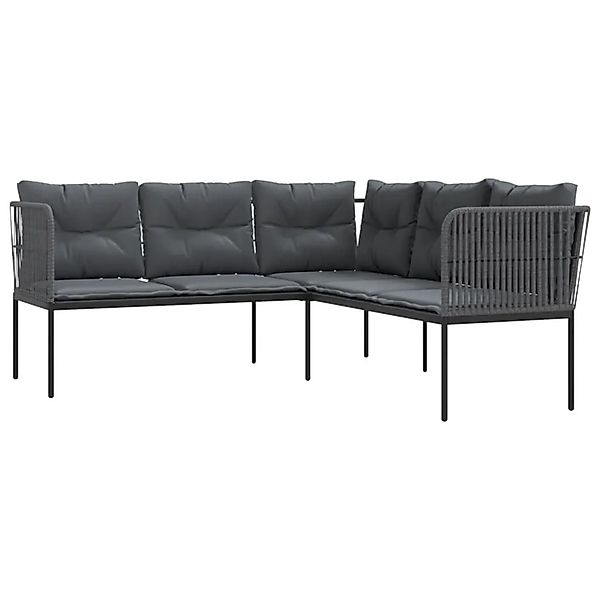 vidaXL Gartensofa in L-Form mit Kissen Schwarz Stahl und Textilene 4008111 günstig online kaufen