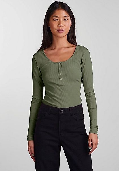 pieces Langarmshirt PCKITTE LS TOP NOOS BC Baumwollmischung, slim fit günstig online kaufen