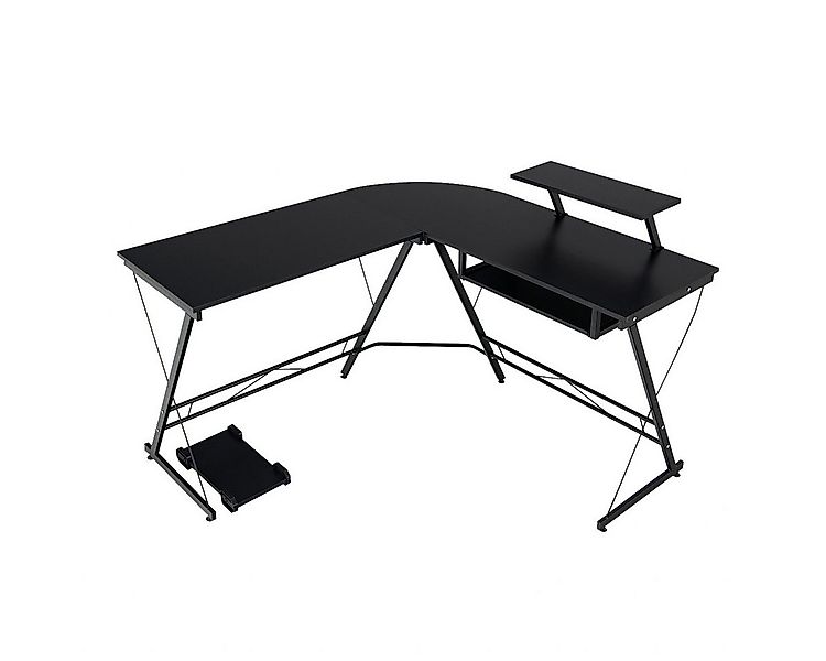 COSTWAY Eckschreibtisch, L-förmig, mit Tastaturablage, Monitor-& CPU-Stände günstig online kaufen