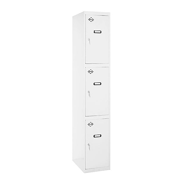 PROREGAL Spind AMEGO HxBxT 180 x 40 x 50 cm 3 Abteile Grundmodul Weiß-Weiß günstig online kaufen