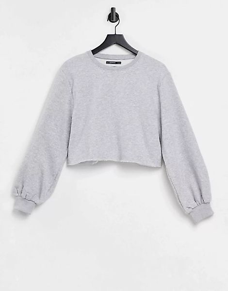 Threadbare – Rebel – Kurzes Sweatshirt mit offenkantigem Saum in Grau melie günstig online kaufen