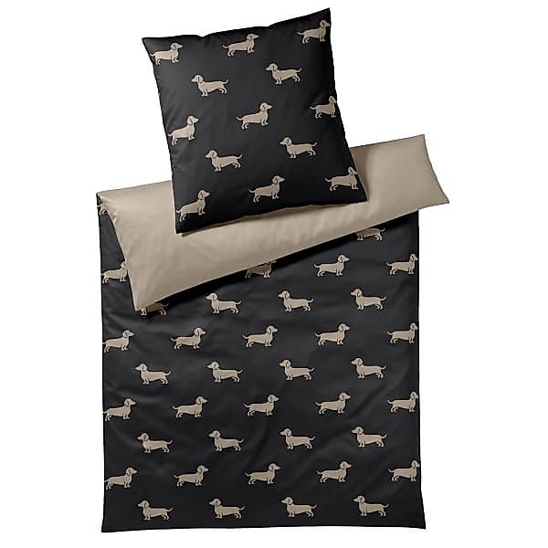 elegante Bettwäsche WE LOVE DOGS Dogs 24540 - Farbe: Schwarz-Beige - 9 - 80 günstig online kaufen