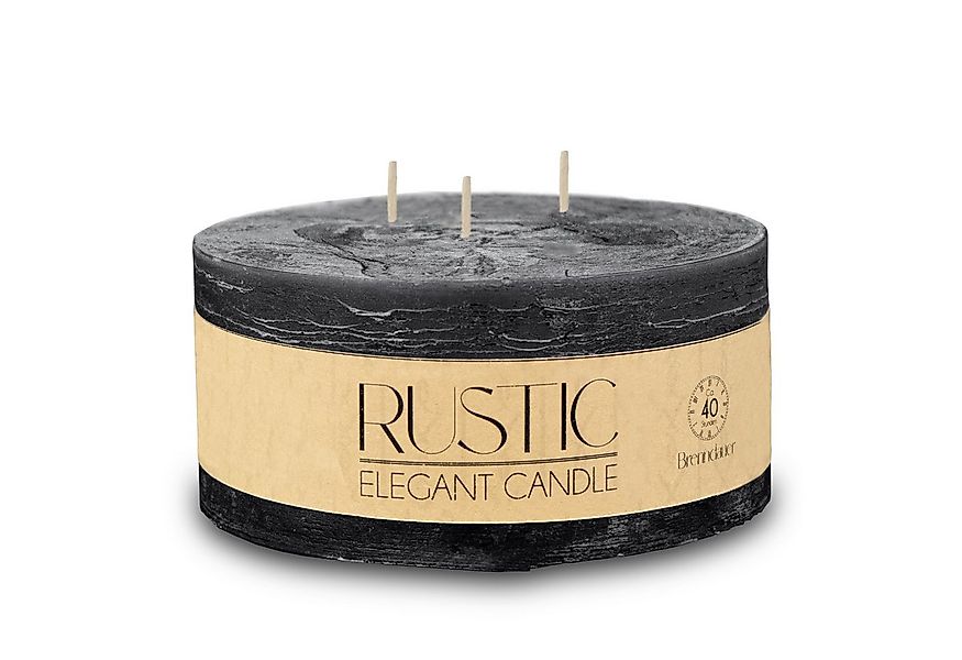 Spetebo Rustic-Kerze XL 3-Docht Kerze rund unparfümiert (Große Stumpen Kerz günstig online kaufen