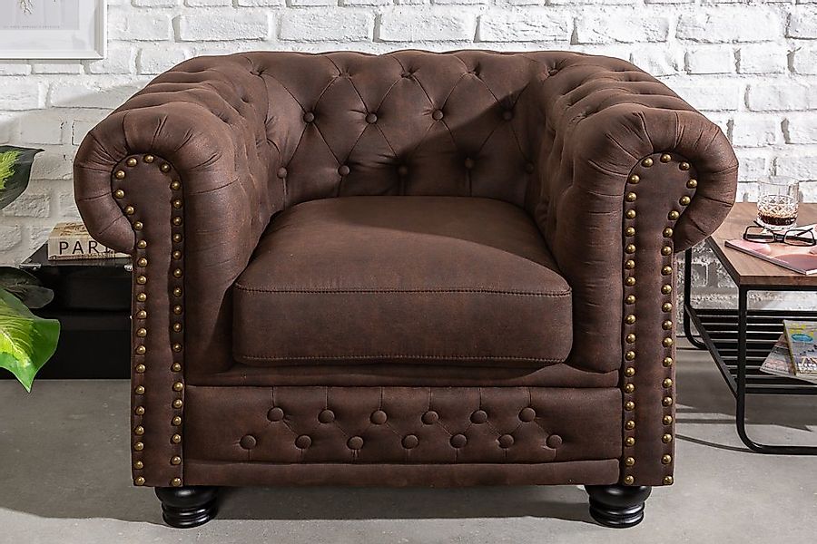 riess-ambiente Sessel CHESTERFIELD 110cm vintage braun (Einzelartikel, 1-St günstig online kaufen