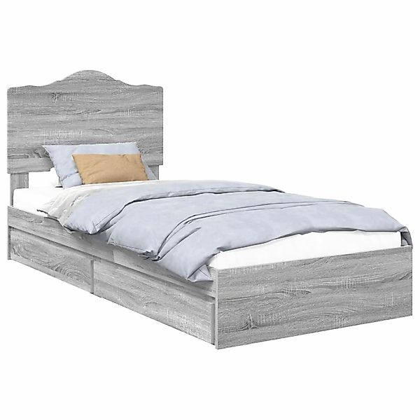 vidaXL Stauraumbett Grau Sonoma 90 x 190 cm Holzwerkstoff 3413553 günstig online kaufen