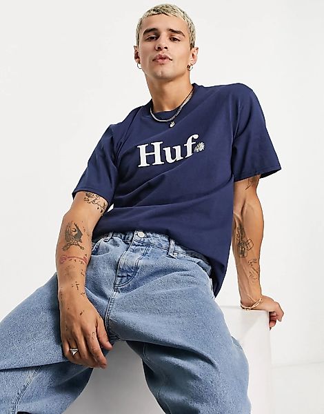 HUF – In Bloom – T-Shirt in Marineblau günstig online kaufen