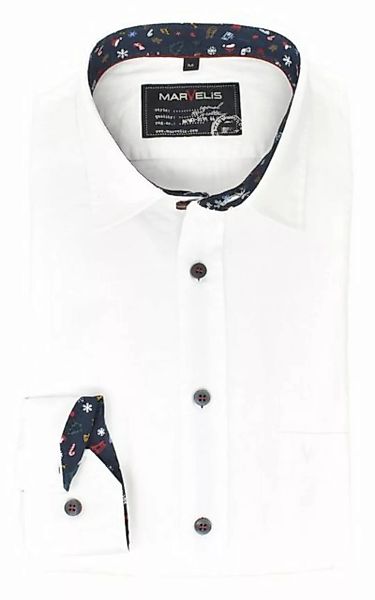 MARVELIS Flanellhemd Freizeithemd - Casual Fit - Langarm - Einfarbig - Weiß günstig online kaufen