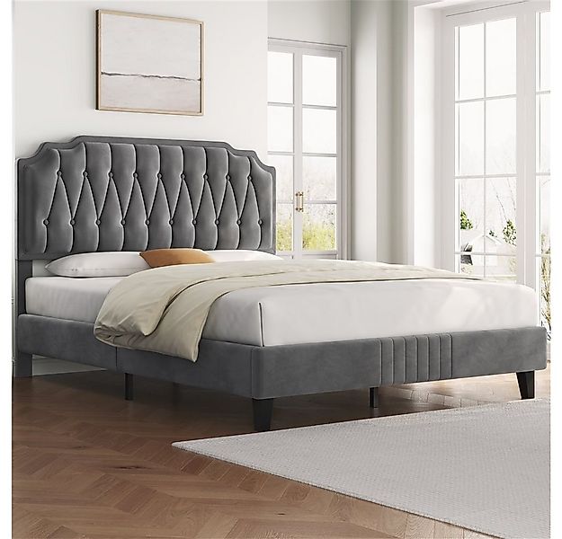 Yaheetech Polsterbett Bettgestell, Doppelbett 140 × 200 cm mit höhenverstel günstig online kaufen