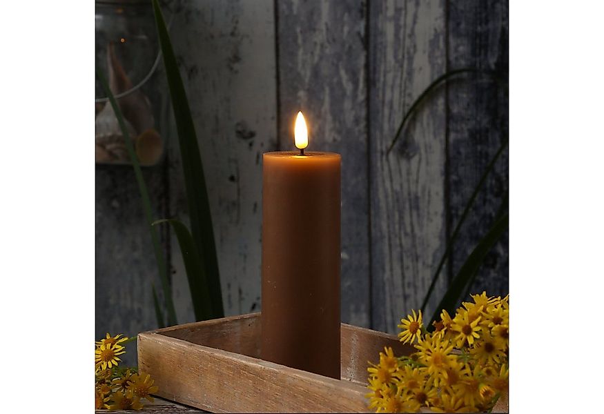 Deluxe Homeart LED-Kerze Mia Echtwachs Deluxe Wachsspiegel flackernd H: 15c günstig online kaufen