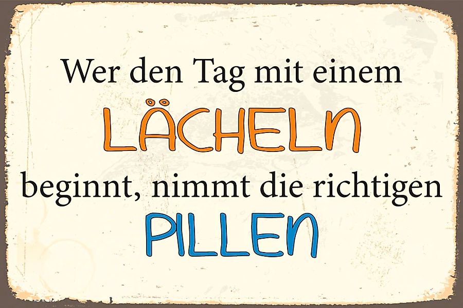 queence Metallbild "Lächeln" Motivationsbilder  Schriftzug  Sprüche  Sprüch günstig online kaufen