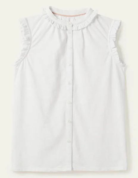 Hemd mit übergehenden Ärmeln und Rüschen Damen Boden, Weiß günstig online kaufen
