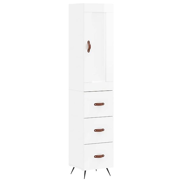 vidaXL Highboard Hochglanz-Weiß 34,5x34x180 cm Holzwerkstoff 3200171 günstig online kaufen
