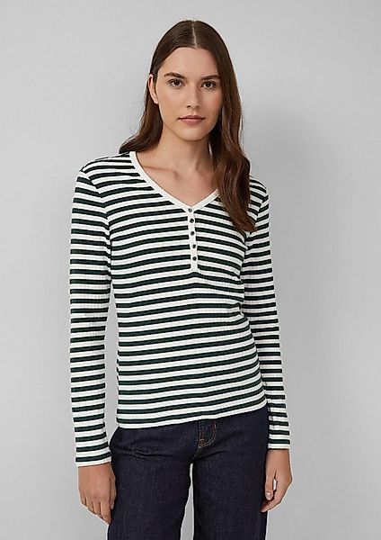 s.Oliver Langarmshirt T-Shirt Ripp-Langarmshirt mit Knopfleiste im Slim Fit günstig online kaufen