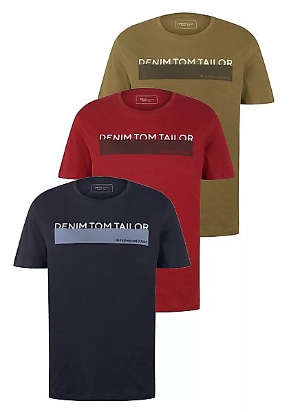 TOM TAILOR Denim T-Shirt, (Packung, 3 tlg.), in verschiedenen Farben günstig online kaufen