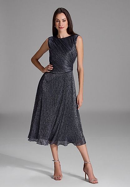 SWING Cocktailkleid - Plissiertes Midi Kleid mit Metallic Fäden Taillierter günstig online kaufen