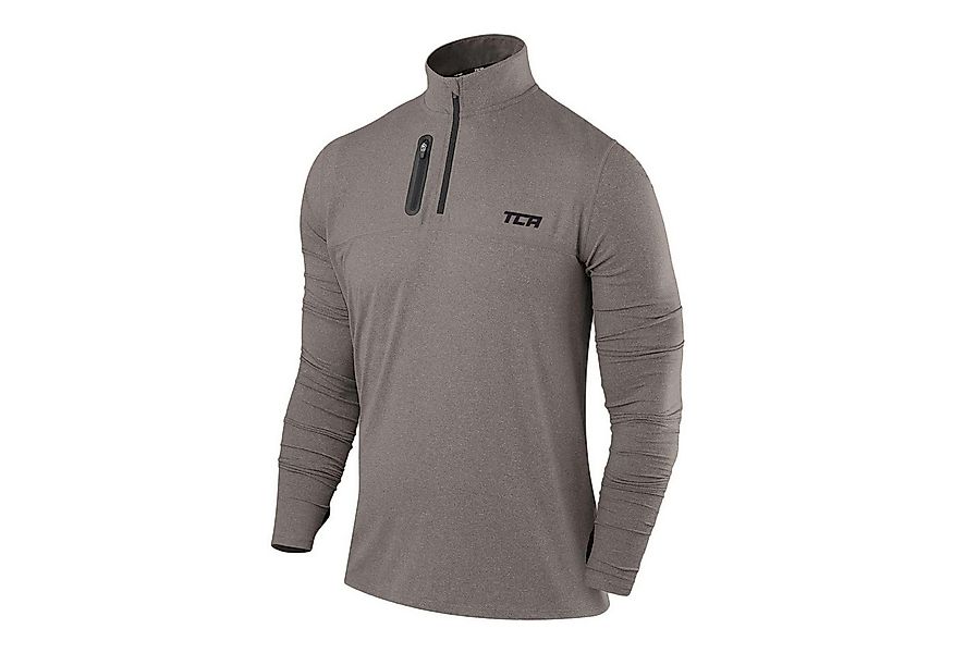 TCA Trainingsshirt TCA Herren Langarm Laufshirt mit Reißverschluss - Dunkel günstig online kaufen