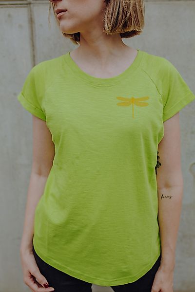 Goldene Libelle Frauen Raglan T-shirt Aus Biobaumwolle Ili4 günstig online kaufen