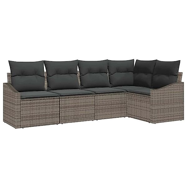vidaXL Garten-Sofa-Set 5-Tlg Grau Poly Rattan 3346719 günstig online kaufen