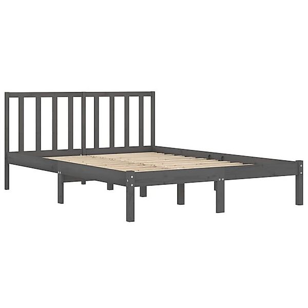 vidaXL Bettgestell Massivholzbett Grau Kiefer 200x200 cm Bett Bettgestell D günstig online kaufen