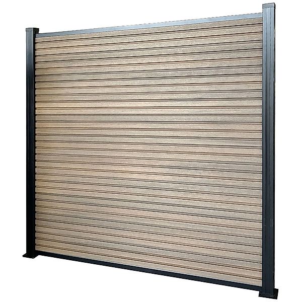 KARAT WPC Sichtschutzzaun Kronos Komplettset Gartenzaun 180 x 180 cm Teak günstig online kaufen