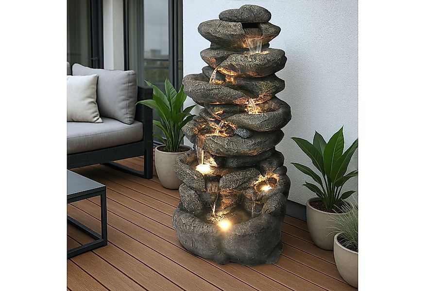 Arnusa Gartenbrunnen großer Springbrunnen 100 cm Wasserfall Kaskade mit Bel günstig online kaufen