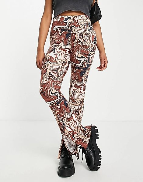 Violet Romance – Hose aus Jersey mit weitem Bein und marmoriertem Muster, K günstig online kaufen